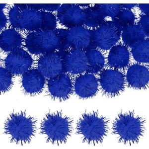 M METERXITY 60-Pack Glitter Pom Pom Balls, 1 in/2.5 cm Mini Tinsel Sparkle Balls for Arts/DIY Crafts/Party Decoration/Christmas/Cat, Soft Assorted Puff Ball [Sapphire Blue]