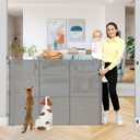 42 Inch High Retractable Baby Gates Extra Tall Retractable Pet Gate with Reinforced Strips 55 Inch Wide No Sag Mesh Baby Gate for Stairs Anti-Scratch Extra Tall Dog Gates for Doorways, Gray