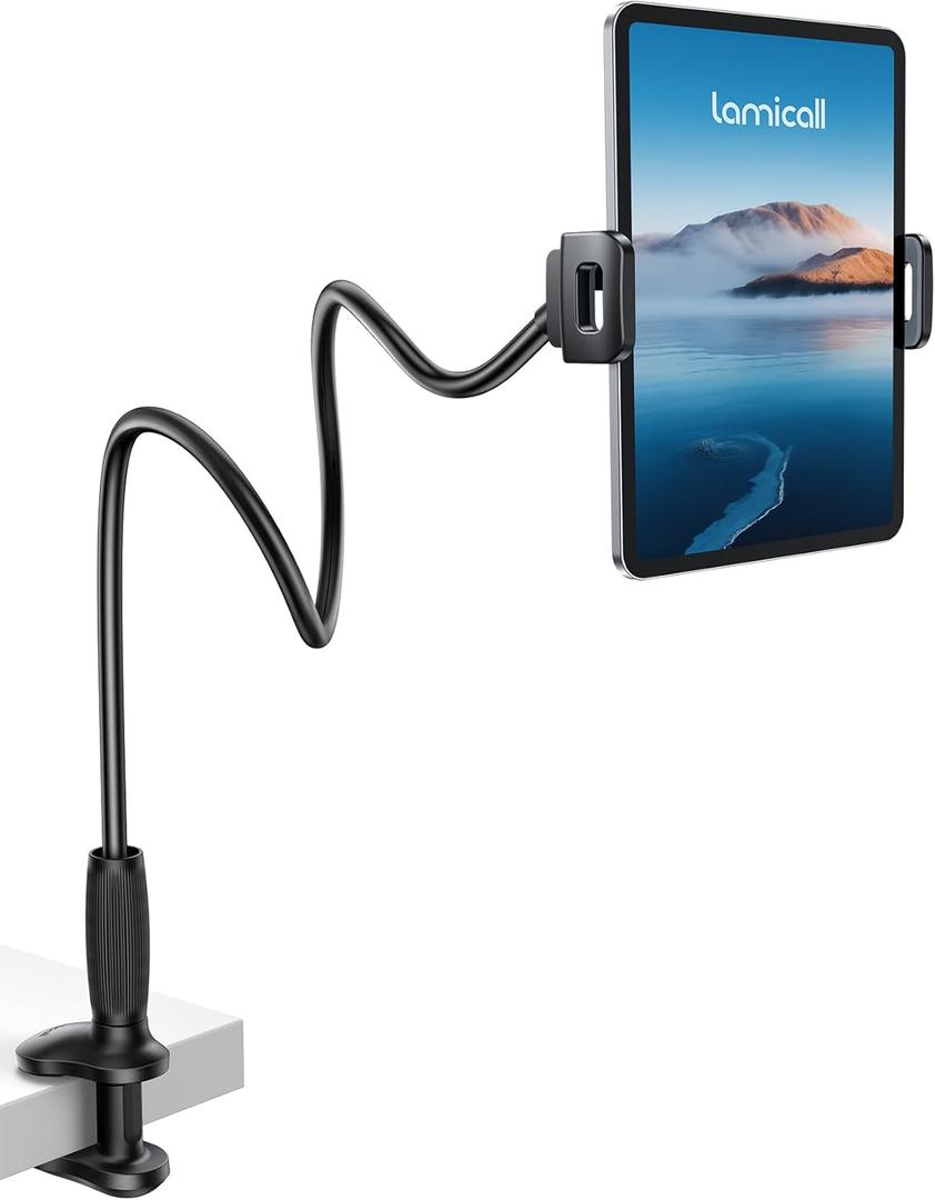 Lamicall Gooseneck Tablet Holder for Bed - [Unique Tapered Flexible Arm][Fully Adjustable] iPad Kindle Holder Stand for Reading in Bed, Tablet Mount for 4.7-13" iPad, Kindle, iPhone, Mothers Day