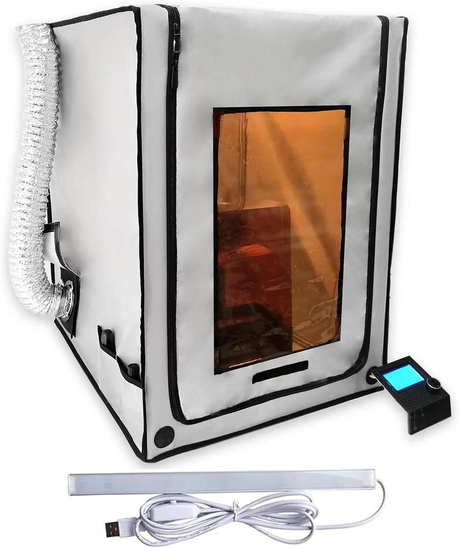 3-in-1 Multifunctional 3D Printer Enclosure Laser Engraver Eye Protective Shield Cover Resin 3D Printer Fireproof Tent with Fume Extractor Smoker Absorber Filament Dryer Dust Cover (3in1 Tent)