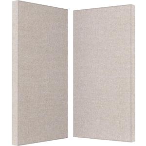 2” Thick Acoustic Panels with Hanging Hardware, 2 PCS 47.2” x 23.6” Fiberglass Sound Absorbing Panels for Home Theater Church Office Wall, Linen