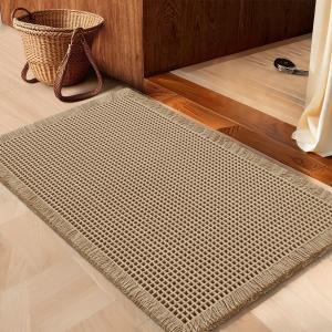 Boho Woven Modern Bath Mat Rugs, Absorbent Non Slip Bathroom Rugs, Soft Washable Bath Rugs with Tassels for Bathroom, Bedroom, Kitchen, Shower, Tub