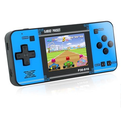 Handheld Game for Kids -Preloaded 220 Retro Video Games, Portable Gaming Player with Rechargeable Battery 3.0" LCD Screen, Mini Arcade Electronic Toy Gifts for Boys Girls (Black+Blue)