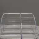 STORi Clear Plastic Vanity Makeup Organizer | 6-Compartment Holder for Brushes, Eyeshadow Palettes, & Beauty Supplies | Curved Front Design | Made in USA