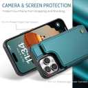 Compatible with iPhone 16 Pro Max 6.9" Wallet Case with Card Holder RFID Blocking for Women Men, Double Magnetic Clasp Kickstand Shockproof Phone Case Fit for iPhone 16 Pro Max, Bluish Green