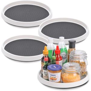 Lazy Susan Turntable, Set of 4, 12 Inch Non-Skid Lazy Susan Organizer for Cabinet, Pantry Organization, Kitchen Storage, Bathroom Sink Cabinet, Refrigerator, Countertop, Spice Rack