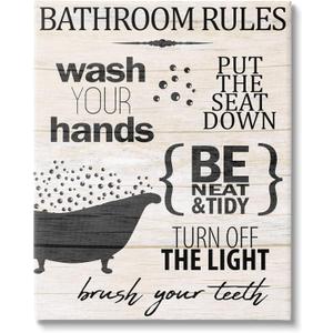Stupell Industries Rustic Bathroom Rules Sign Wash Hands Typography, Design by Kim Allen (16 x 20) Stupell Industries Rustic Bathroom Rules Sign Wash Hands Typography, Design by Kim Allen (16 x 20)