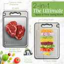 2 x TIDYQ Stainless Steel Cutting Board Double Sided Wheat Straw Stainless Steel Chopping Board for Meat Vegetables with Ceramic Knife Sharpener Juice Groove Grinder, Easy to Clean Food Grade