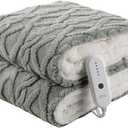 Heated Blanket Electric Throw 50''X60''Fluffy Ultra Soft Electric Blanket with 3D Stylish Design, 240g Plus 200g Sherpa, 5 Heating Levels and 4 Hours Auto Off, Machine Washable, Gray