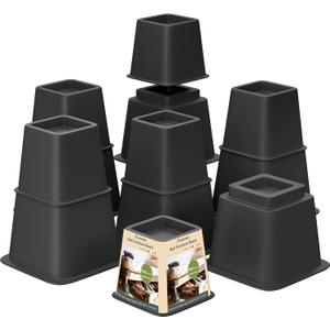 Bed Furniture Riser 3, 5 or 8 inches, Versatile Bed and Furniture Riser - Heavy Duty, Stackable, Supports 550 lbs Each Riser - Set of 12, Black