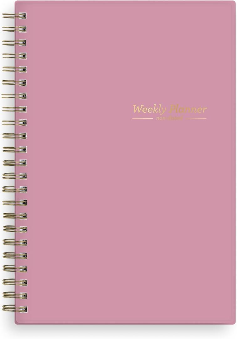 2 x Blue Sky Undated Planner Calendar, 5 x 8 Weekly View Organizer, Twin-Wire Binding, Flexible Cover, Blank Notes Pages for Goal-Setting and Productivity (Imperial Rose, 5" x 8")
