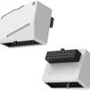 EZDIY-FAB USB 3.2 Gen 1 19-Pin 90 Degree L-Shape Adapter, Motherboard USB 3.0 Internal Header Adapter, 19-Pin Male to Female Converter for Front Panel USB-A,White -STD