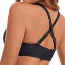 Womens Underwire Push Up Bikini Top Adjustable Wide Straps Cropped Tankini Swimsuit Top Only (Black, XL)