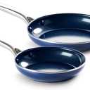 Blue Diamond 9.5 & 11" Nonstick Frying Pan Skillet Set, Diamond Infused PFAS & PTFE-Free Ceramic Pots & Pans, Dishwasher & Oven Safe, Stay Cool Handles, Durable Non Toxic Metal Utensil Safe, Blue