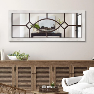 TopCity Farmhouse Mirror for Wall Decor 43.3" x 17.7" Large Rustic Mirror Wooden Decorative Wall Mirror for Living Room, Bedroom, Entryway