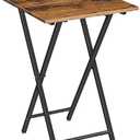 HOOBRO Folding TV Tray Table, Wooden TV Tray, Portable Sofa Side Table, Industrial Snack Table End Table for Small Spaces, Space-Saving, Easy to Install and Fold, Rustic Brown and Black BF27BZ01