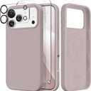 GONEZ Magnetic for iPhone 17 Pro Max Case, Compatible with MagSafe, [Screen Protector + Camera Lens Protector], Liquid Silicone Anti-Scratch Shockproof Protective Phone Case 6.9 inch, Light Taro