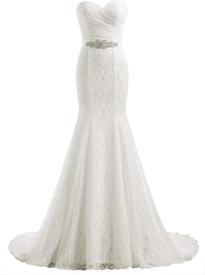 Likedpage Women's Lace Mermaid Bridal Wedding Dresses Ivory-US 6