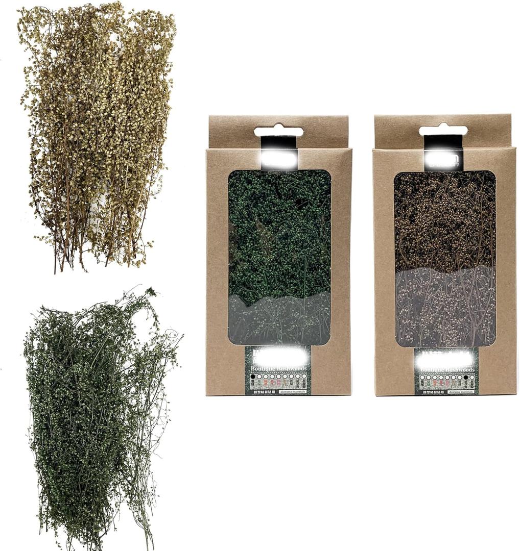 Cayway 2 Pack Miniature Shrubs Model Bushes 2 Color Long Shrub Vegetation Groups Model Grass Tufts for DIY Architecture Building Model Railway Train Diorama Garden Scenery Landscape Layout (Brown, dark green)