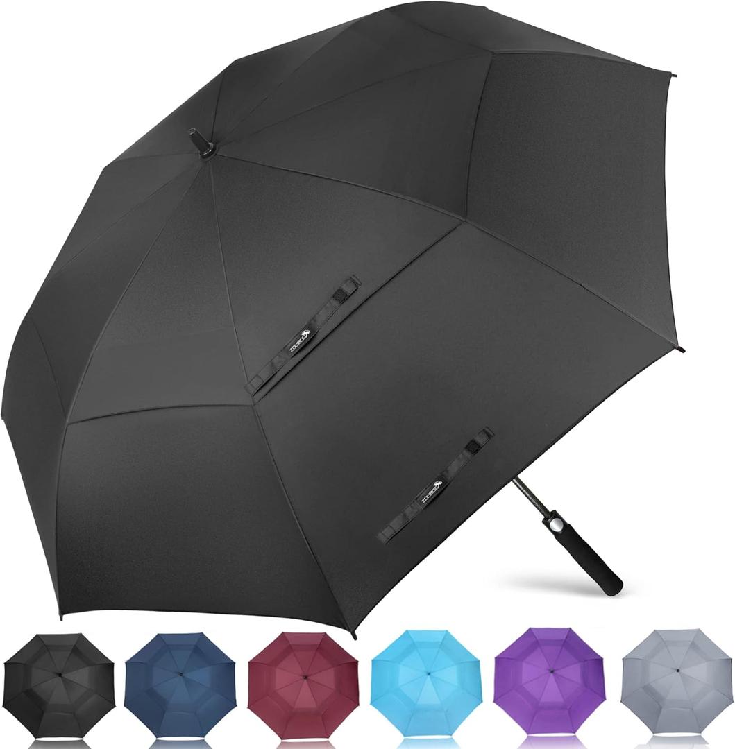 ZOMAKE Large Golf Umbrella for Rain Heavy Duty, Big Golf umbrellas Windproof, 54 Inch Extra Large Oversized Umbrella (Black)