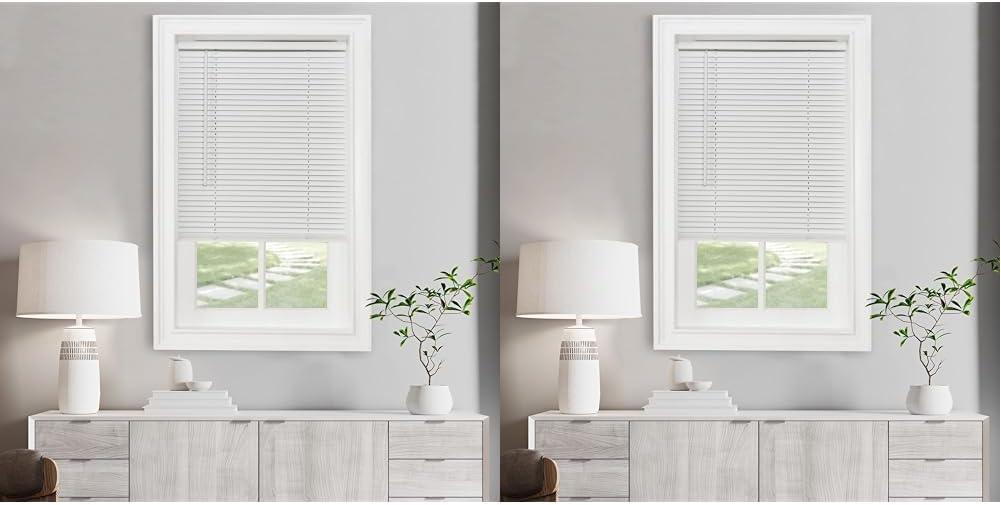 29" Wide, 48" & 64" Long 1" Slat Cordless Light Filtering Mini Blinds - Pearl White - Horizontal Window Blinds for Interior by Achim Home Decor