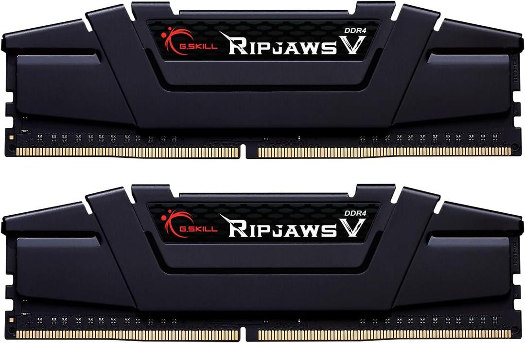 G.SKILL RipjawsV Series DDR4 RAM (XMP) 64GB (4x16GB) 3200MT/s CL16-18-18-38 1.35V Intel AMD Desktop Computer Memory U-DIMM - Black (F4-3200C16Q-64GVK) G.SKILL RipjawsV Series DDR4 RAM (XMP) 64GB (4x16GB) 3200MT/s CL16-18-18-38 1.35V Intel AMD Desktop Computer Memory U-DIMM - Black (F4-3200C16Q-64GVK)