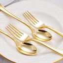 BUCLA 200-Piece Gold Plastic Silverware - Heavy Duty Disposable Cutlery Set - 100 Gold Plastic Forks & 100 Spoons for Catering, Party, Dinner, Wedding