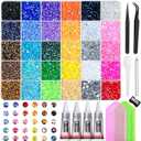 40000 Pcs AB Resin Rhinestones Kit, 30 Colors 3mm Flatback with Straight Pick Tool, 4 x B7000 Glue – All-in-One Bedazzling Kit with Rhinestones for DIY Crafts Phone Case Shoes Gift, XX-Large
