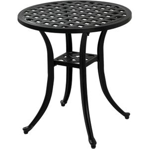 Outdoor Cast Aluminum Side Table End Table for Patio, Backyard, Pool, Indoor Companion, Easy Maintenance and Weather Resistant, Black