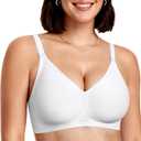 OEAK Women Comfortable Jelly Bras No Underwire Seamless Full Coverage Bralette Buttery Soft Convertible Everyday Tshirt Bra (Large, White)