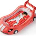 QPAU Blow up Inflatable Toddler Travel Bed with Sides, Toddler Air Mattress for Camping, Traveling, Hotel, or Home Use, Hand Pump Included (Red)