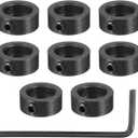3 x PATIKIL Bore 12 mm Shaft Collar 20 mm OD 8 mm Thickness, 8 Pack Carbon Steel Landing Gear Stopper Wheel Collar with Set Screw & Wrench for Machine Tool Industry, Black