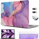 CISSOOK Compatible with MacBook Air 13.6 inch Case 2026 2025 2024 2022 Release M5 M4 M3 M2 Chip, Plastic Hard Shell Case Keyboard Cover for MacBook Air 13.6 inch A3449 A3240 A3113 A2681, Purple Marble