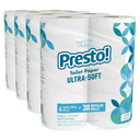 Amazon Brand - Presto! 2-Ply Ultra-Soft Toilet Paper, Septic-Safe, 24 Family Mega Rolls = 120 Regular Rolls, 308 Sheets, Unscented, Pack of 4