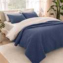 Bare Home Coverlet Set - Standard - Lightweight Bed Decor - Comforter Alternative - All-Season Quilted Bedspread (Size Standard Dark Blue)