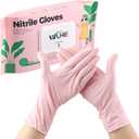 WLHE 12” Long Nitrile Gloves, Disposable Cleaning Glove, Powder Free & Hypoallergenic for Cooking, Household, Pack of 50 (Pink, Small)
