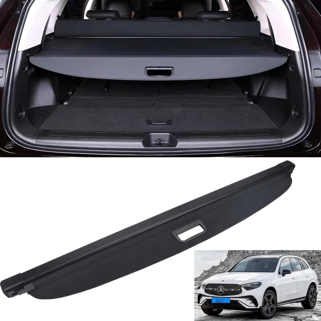 MUCO New Cargo Cover for Mercedes Benz GLC250 GLC300 GLC350 GLC43 2016 17 18 19 20 21 2022 Retractable Black Rear Trunk Shade Luggage Security Cover-Retractable Trunk Cover (Not Fit GLC Coupe Series)