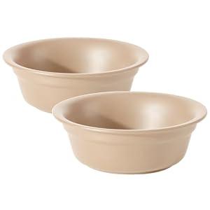 Havniva Ceramic 7.1inch Set of 2 Dog Bowls for Medium and Large Dogs, 2pcs Basic Food and Water Dishes for Replacement, Wide Opening Rounded Edge(2 Bowls, Oat Beige)