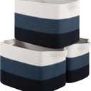 OIASKET Storage Basket for Organizing, Woven Baskets for Storage, Rectangle Decorative Baskets for Shleves, Closet, Toys, Books, Nursery Organizer Bins - Pack of 3 (Gradient Blue, 13"x9.85"x8.7")