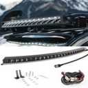 CO LIGHT 50 Inch Curved Single Row LED Light Bar - 240W 70000 Lumens 6000K White Yellow Ambient Light Wiring Harness - Ideal for 12V Truck Off-Road Vehicles ATV and Marine