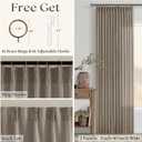 Pinch Pleated Linen Curtains 108 Inches Long 2 Panels for Living Room Bedroom Taupe Greyish Brown Dark Flax Drapes Back Tab Farmhouse Burlap Foor to Ceiling Curtains with Hooks Rings Sliding Door, 40"W x 108"L