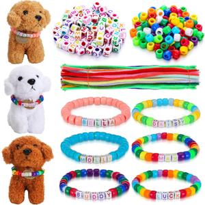 1040 Pcs Adopt a Puppy Pet Party Favors Puppy Adoption Party Supplies Make Your Own Dog Collar Necklace Kit with Beads for Pet Birthday DIY Craft