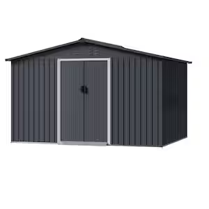 Garvee 8x15 ft Storage Shed, Galvanized Steel Metal Outdoor Shed with Sloping Roof, Lockable Doors & Air Vents, Ideal for Backyard, Garden, Patio, Lawn, Dark Grey