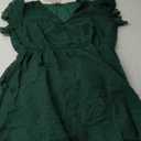 BTFBM Women Summer Bohemian Floral Casual Wrap V Neck Ruffle Cap Sleeveless Belt A-Line Pleated Hem Midi Sun Dress White (Large, Swiss Dot Dark Green)