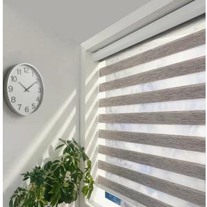 ShadesU Cordless Zebra Blinds Light Filtering Dual-Layer Window Shades for Privacy (Grey Color) (Maximum Height 72") (Width 59")