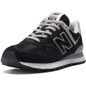 New Balance Women's 574 Core Sneaker, Black/NB White, 7 B