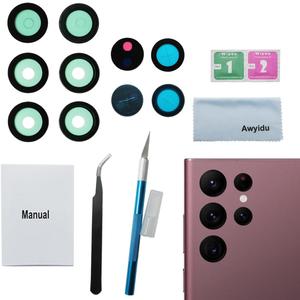 5pcs OEM New Rear Camera Glass Lens Replacement for Samsung Galaxy S22 Ultra with Adhesive Preinstalled Installation Manual and Repair Tools Kit (for S22 Ultra)