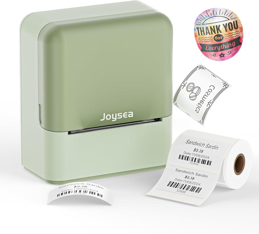 Joysea D2 Bluetooth Label Maker Machine, Portable Thermal Label Printer for Home, Office, Business, Easy-to-Use Sticker Printer (Green)