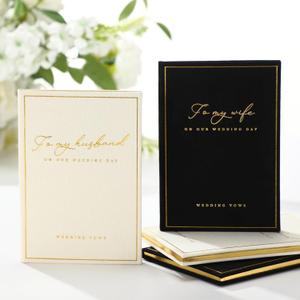 Engrowtic 2 Pcs Wedding Vow Books His and Her to Husband Wife Wedding Must Have Registry Ideas Gold Foil Lined Page Premium Engagement Gift for Guest Groom Newly Engaged Couple(Black-White)