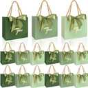 Whaline 60Pcs Thank You Paper Gift Bags with Bow Gradient Sage Green Party Favor Bags with Handles for Wedding Bridal Baby Shower Birthday Party